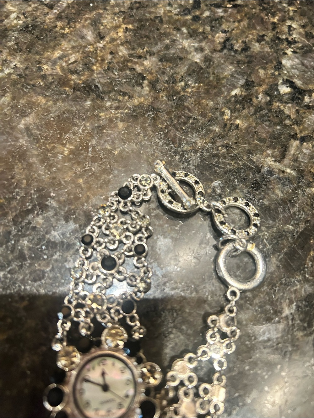Silver and Black Filigree Watch Bracelet - Women Jewelry - Picture 4 of 4